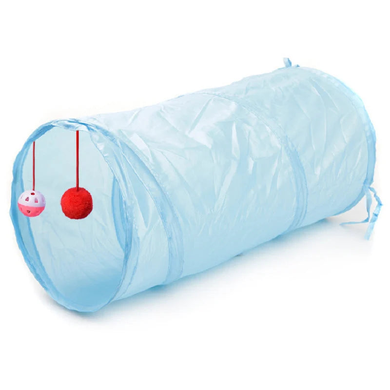 Cat Tunnel Collapsible Polyester With Hanging Ball