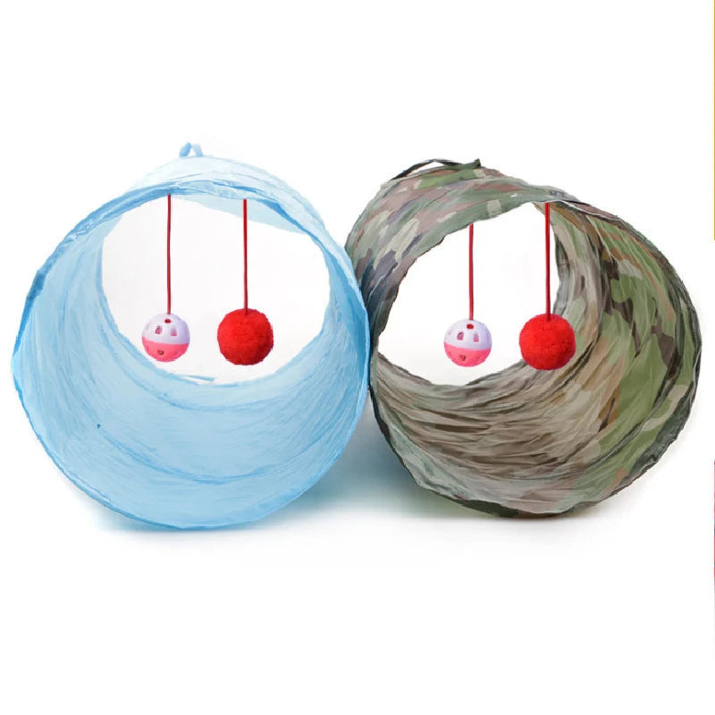 Cat Tunnel Collapsible Polyester With Hanging Ball