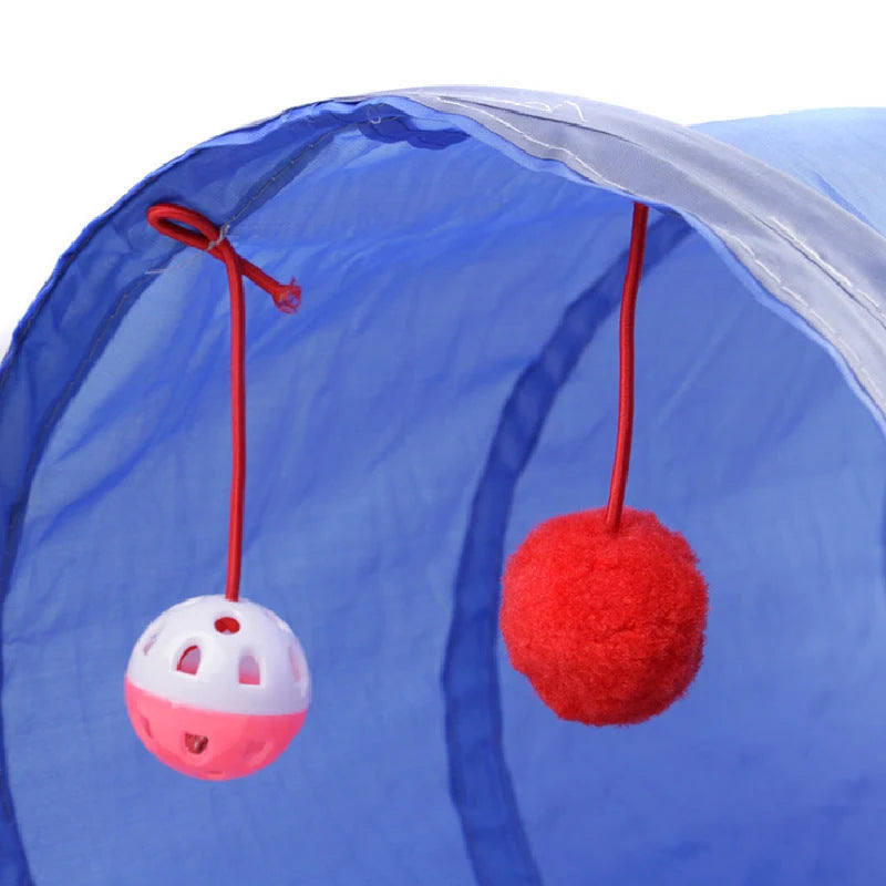 Cat Tunnel Collapsible Polyester With Hanging Ball