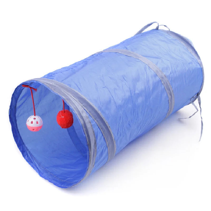 Cat Tunnel Collapsible Polyester With Hanging Ball
