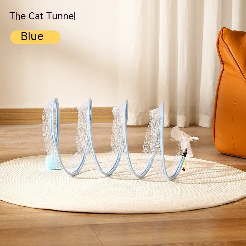 Cat Tunnel Collapsible Steel Wire Built-In Toys