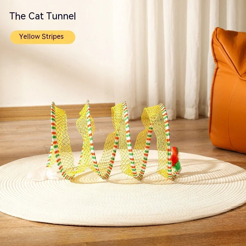 Cat Tunnel Collapsible Steel Wire Built-In Toys