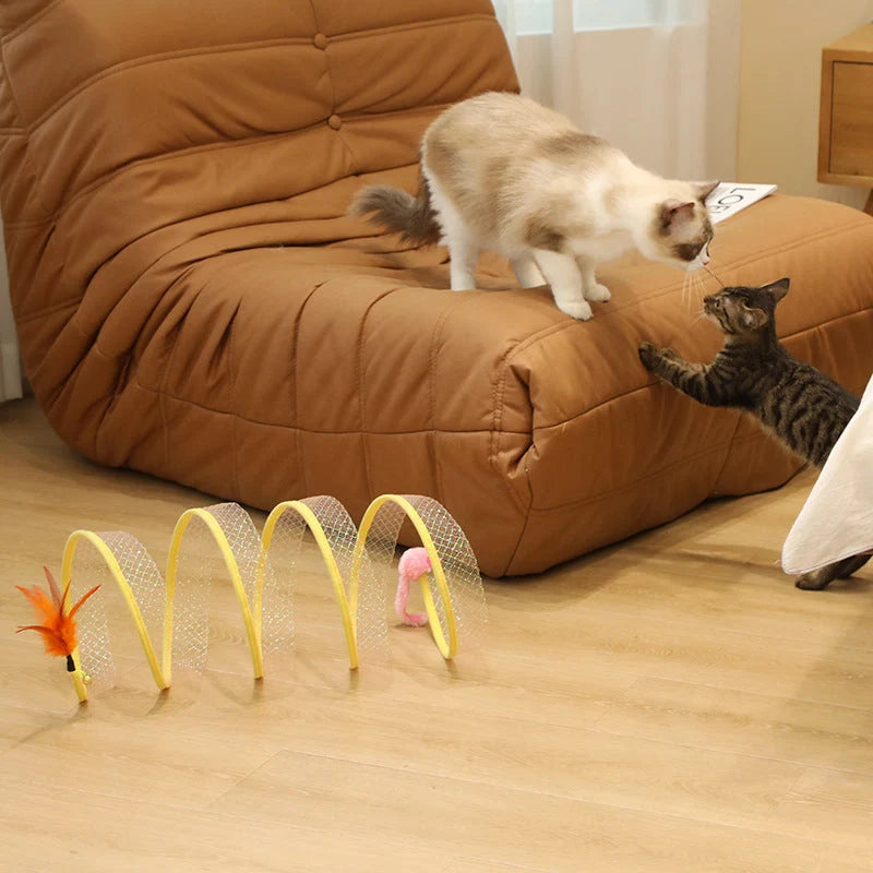 Cat Tunnel Collapsible Steel Wire Built-In Toys