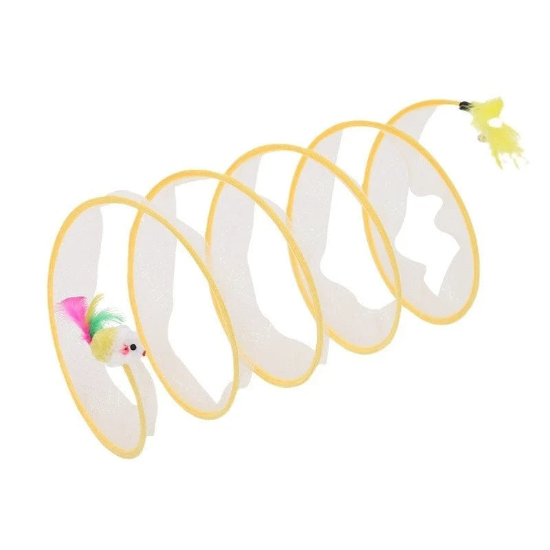 Cat Tunnel Collapsible Steel Wire Built-In Toys