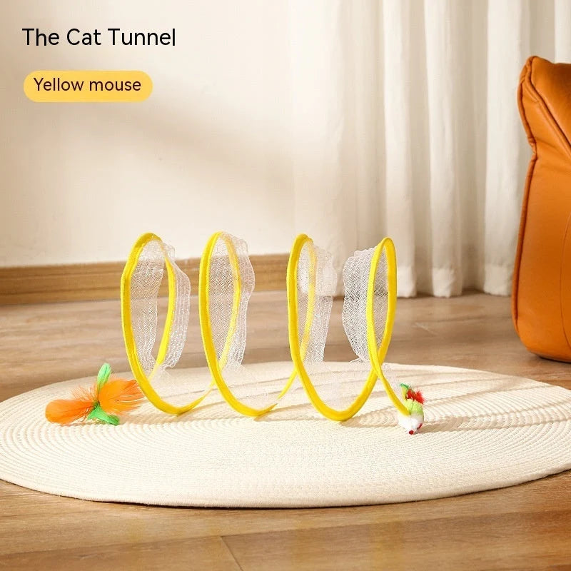 Cat Tunnel Collapsible Steel Wire Built-In Toys