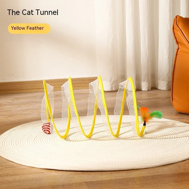 Cat Tunnel Collapsible Steel Wire Built-In Toys