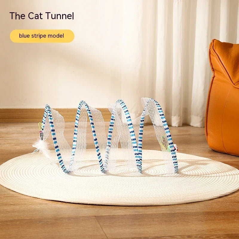 Cat Tunnel Collapsible Steel Wire Built-In Toys