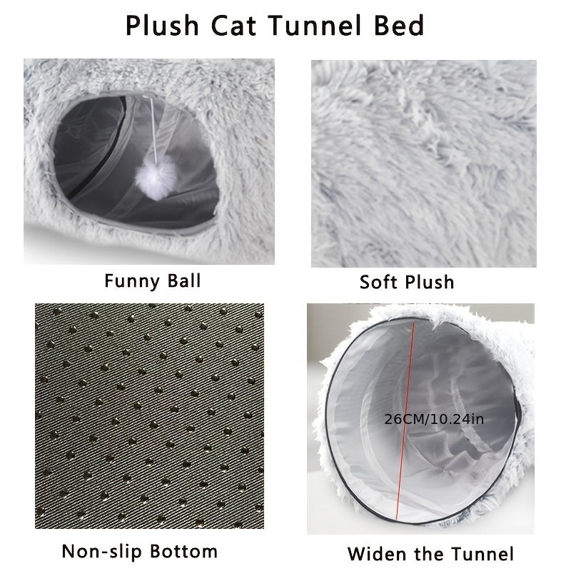 Cat Tunnel Plush Enclosed Foldable 65cm Diameter