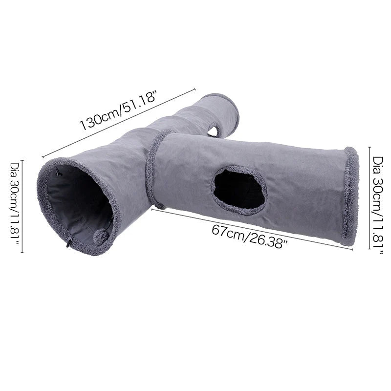 Cat Tunnel Toy Collapsible Suede With Peek Holes