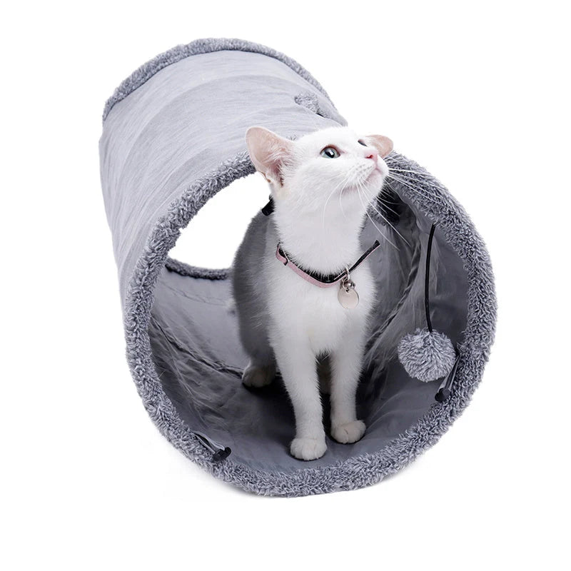 Cat Tunnel Toy Collapsible Suede With Peek Holes