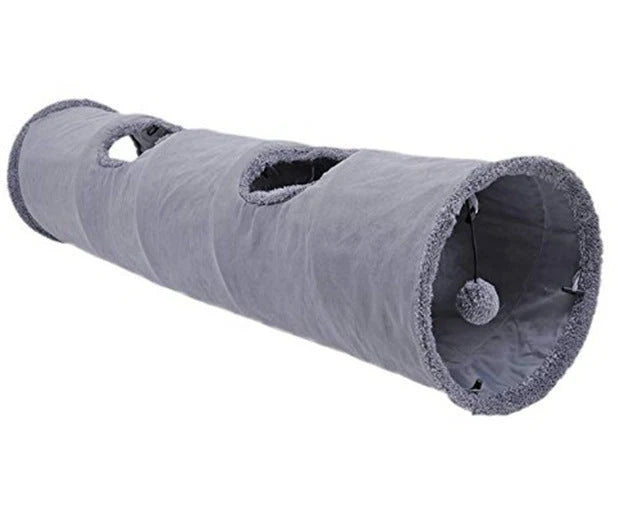 Cat Tunnel Toy Collapsible Suede With Peek Holes