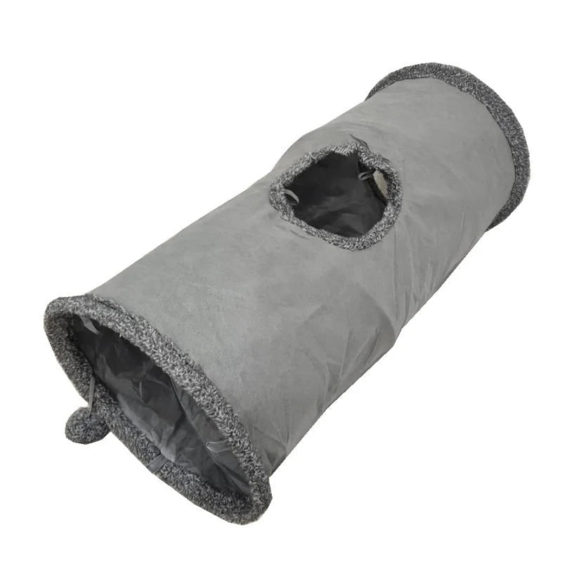 Cat Tunnel Toy Collapsible Suede With Peek Holes