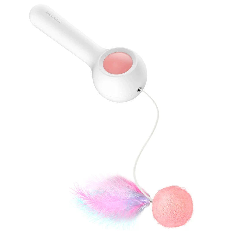 Cat Wand Toy Extendable 4.9 Ft Soft Wool Hairball