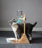 Cat Water Dispenser Continuous Flow Bamboo & Oak Holder