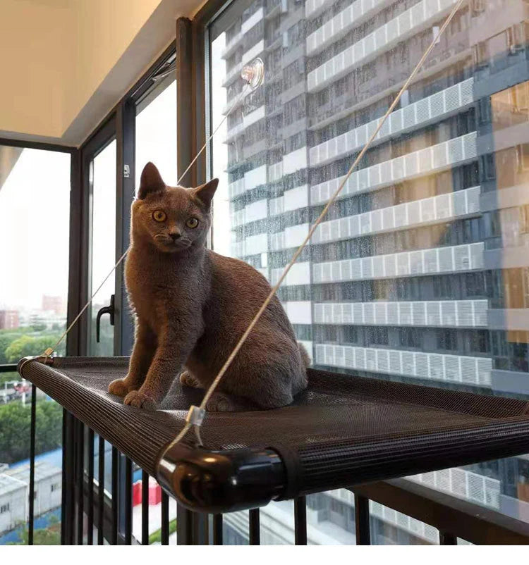 Cat Window Hammock Screw Suction Cups Breathable Mesh & Flannel