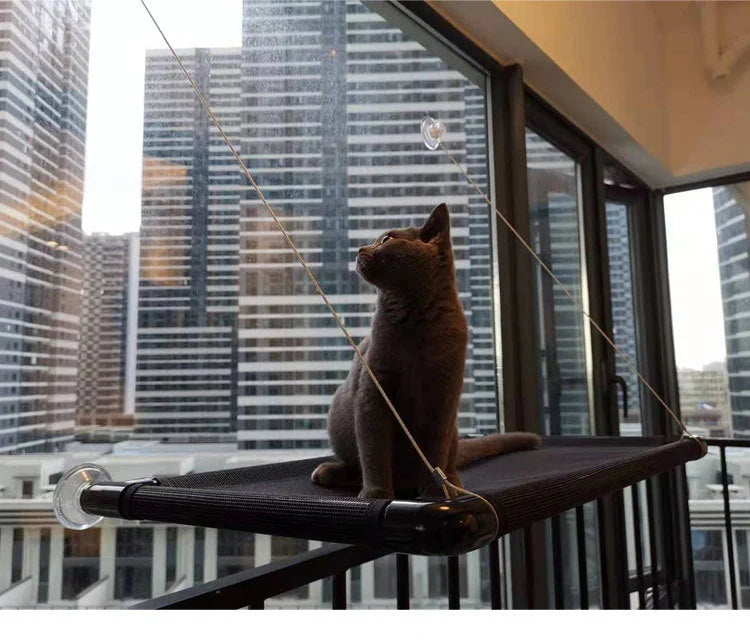 Cat Window Hammock Screw Suction Cups Breathable Mesh & Flannel