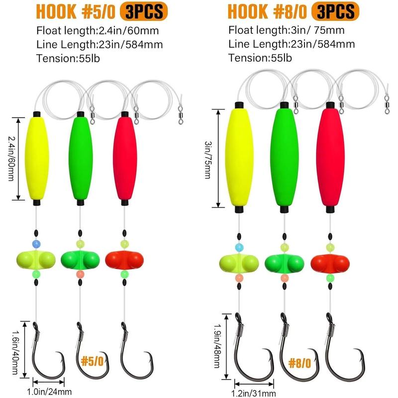 Catfish Rig Pre-Rigged Adjustable Depth High-Visibility Floats