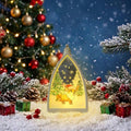 Cathedral Ornament Reindeer & Snowman Battery Powered LED Warm Light