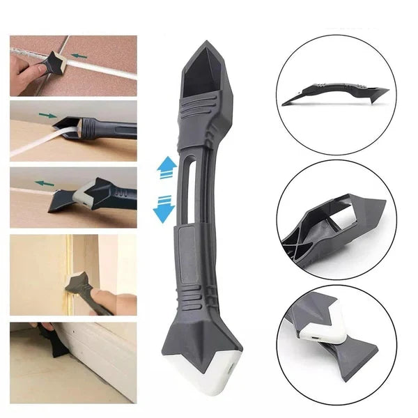 Caulk Finishing Tool Adjustable Rubber Blade & Stainless Steel Scraper
