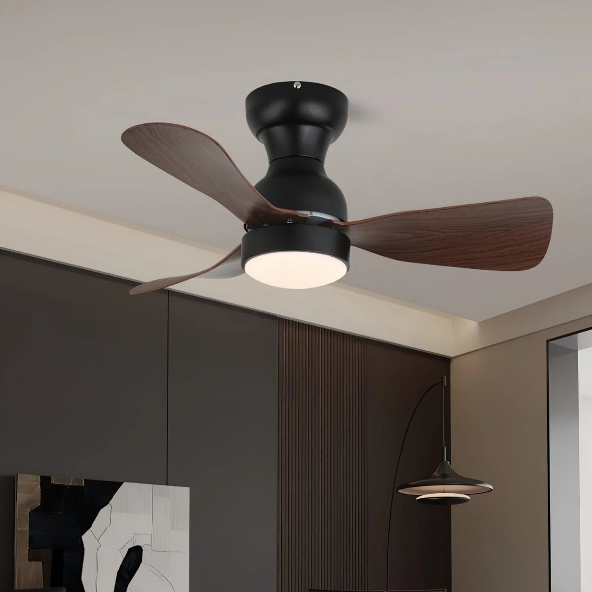 Ceiling Fan 27.6 Inch Silent Motor & LED Light