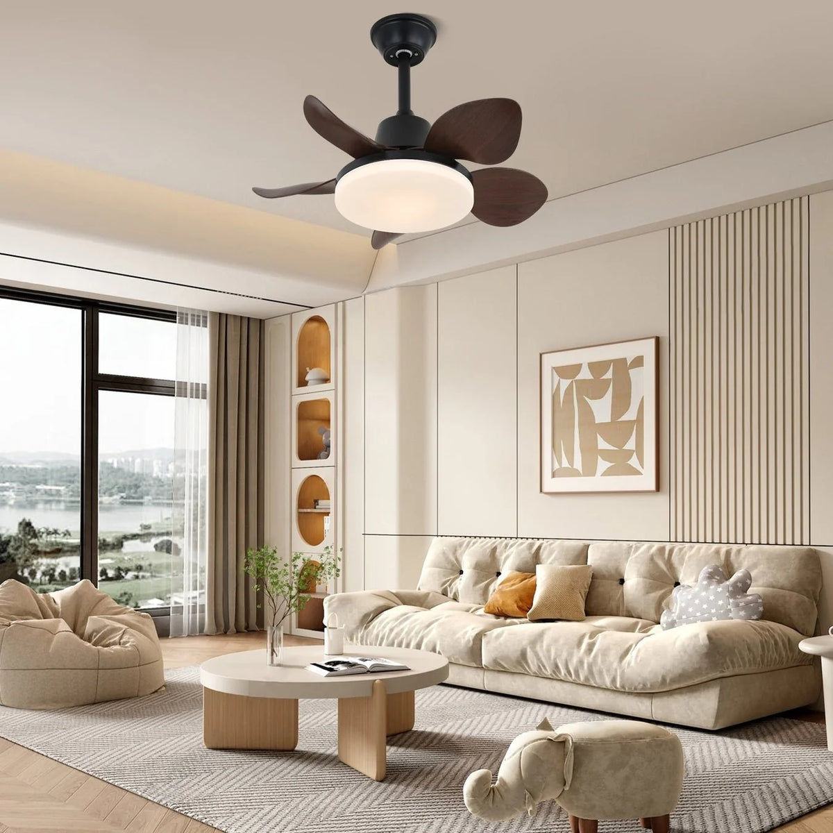 Ceiling Fan 28 Inch Integrated LED Remote Control 6-Speed