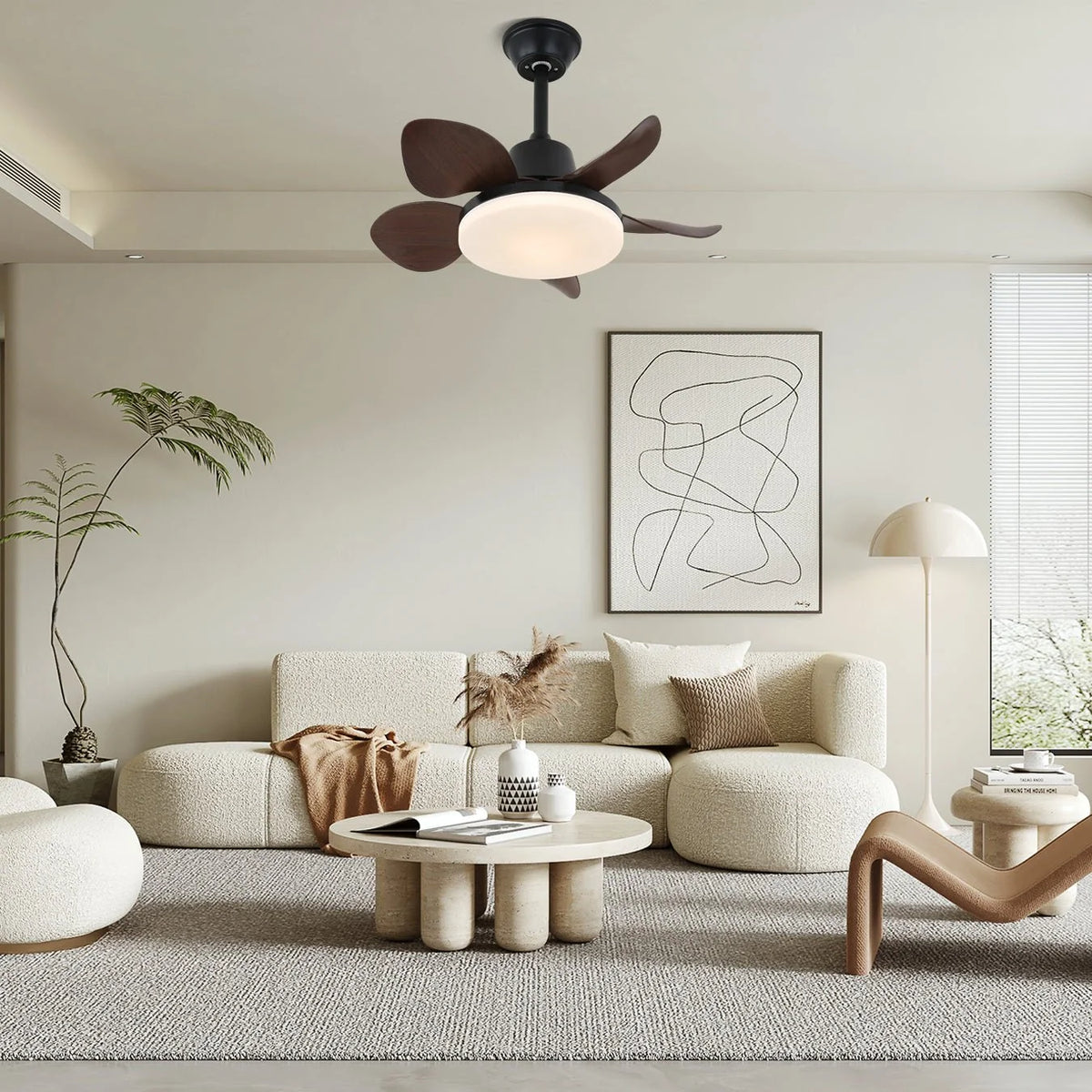 Ceiling Fan 28 Inch Integrated LED Remote Control 6-Speed