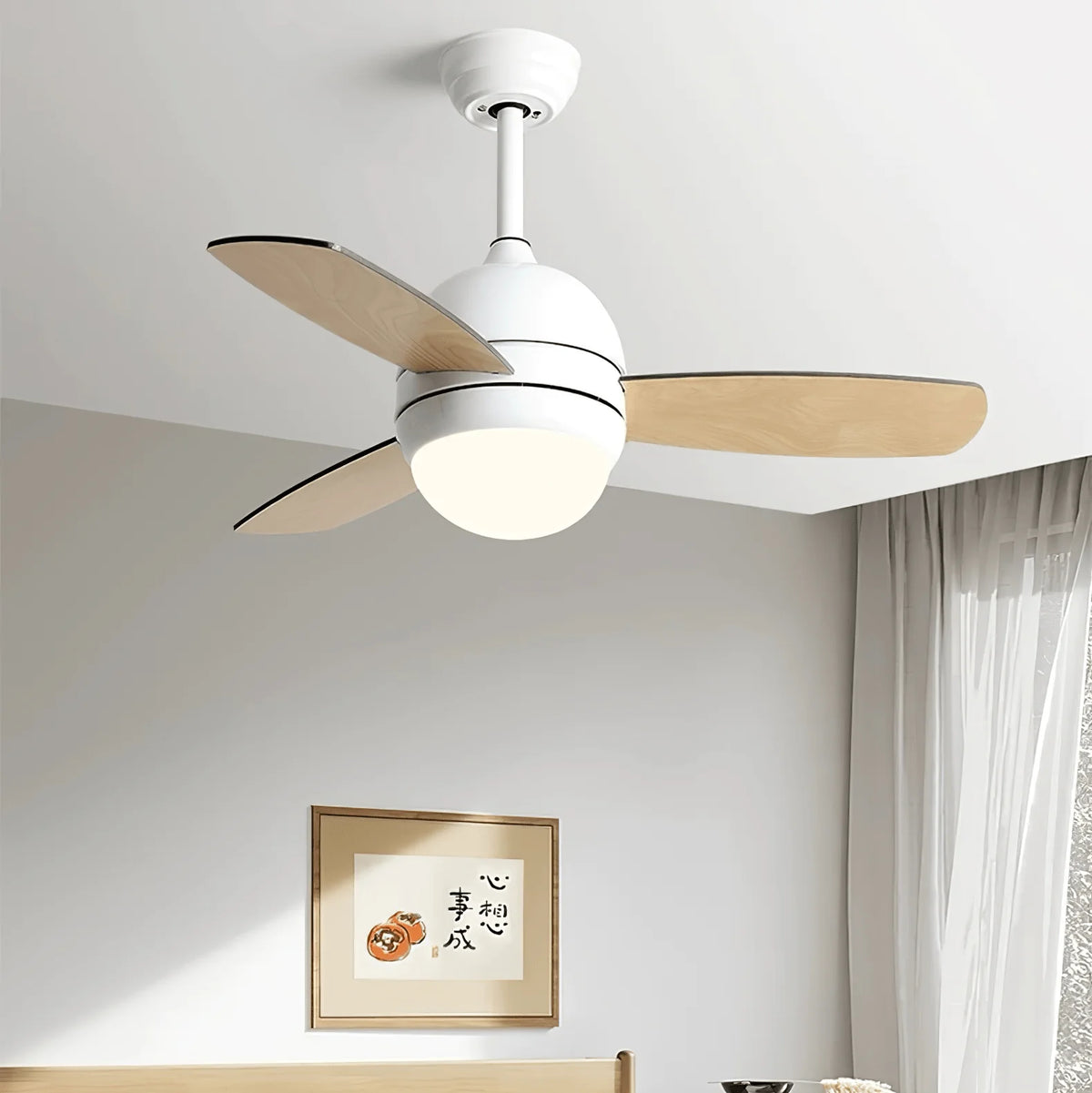 Ceiling Fan 3 Wood Blades Quiet Integrated LED