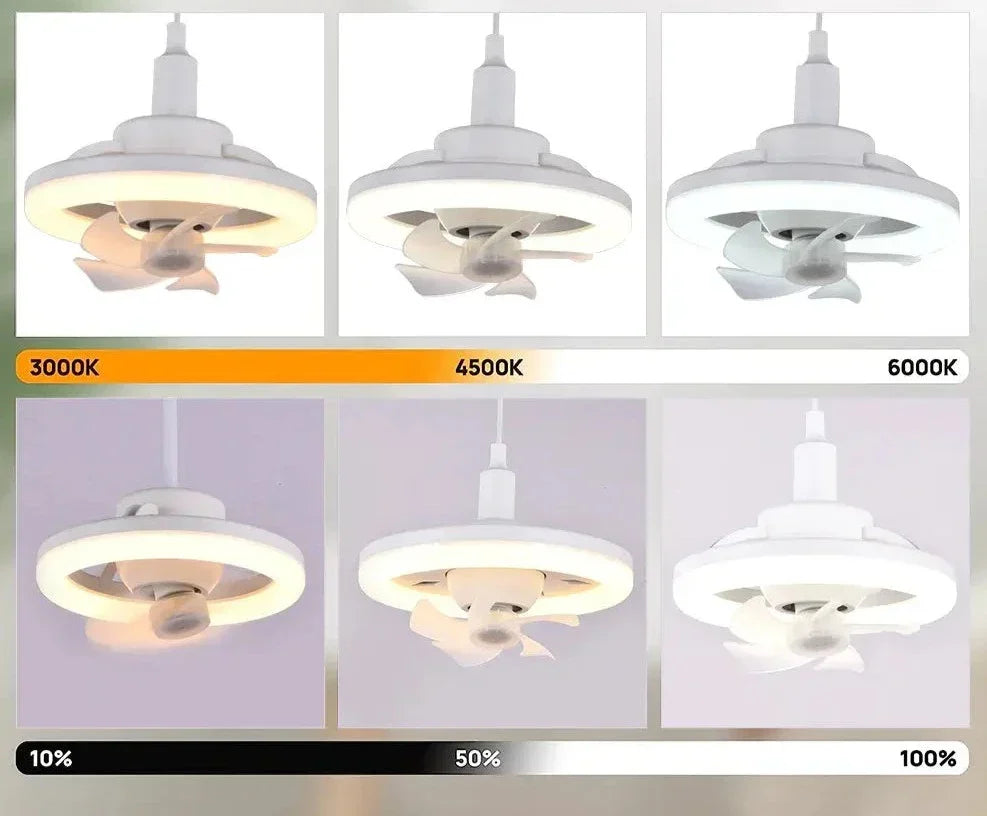 Ceiling Fan 360° Swivel Head Dimmable LED E27 Socket
