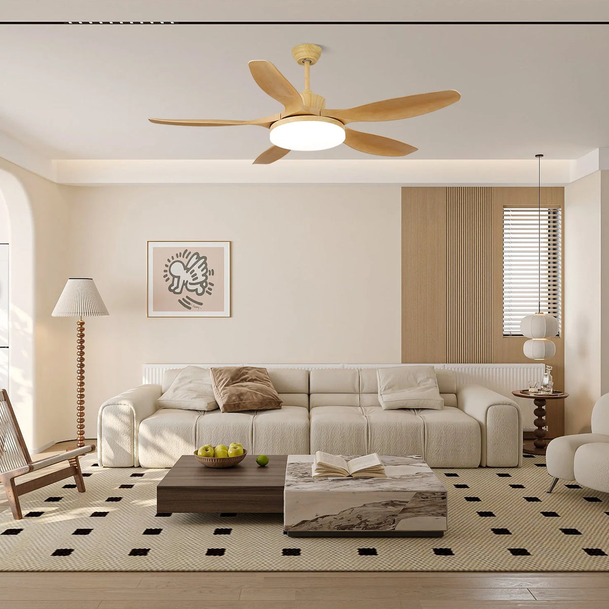 Ceiling Fan 48 Inch Quiet DC Motor LED Remote
