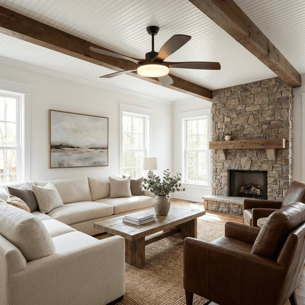 Ceiling Fan 48 Inch Quiet DC Motor LED Remote