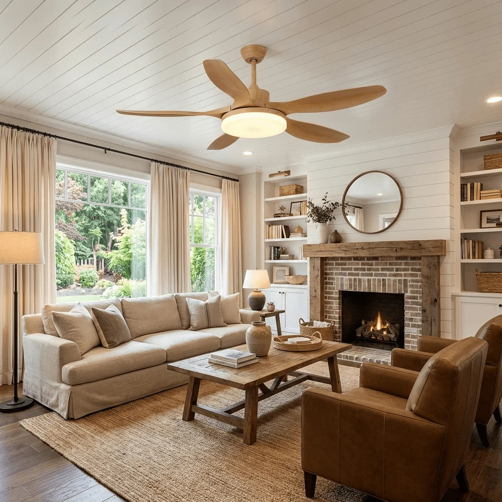 Ceiling Fan 48 Inch Quiet DC Motor LED Remote