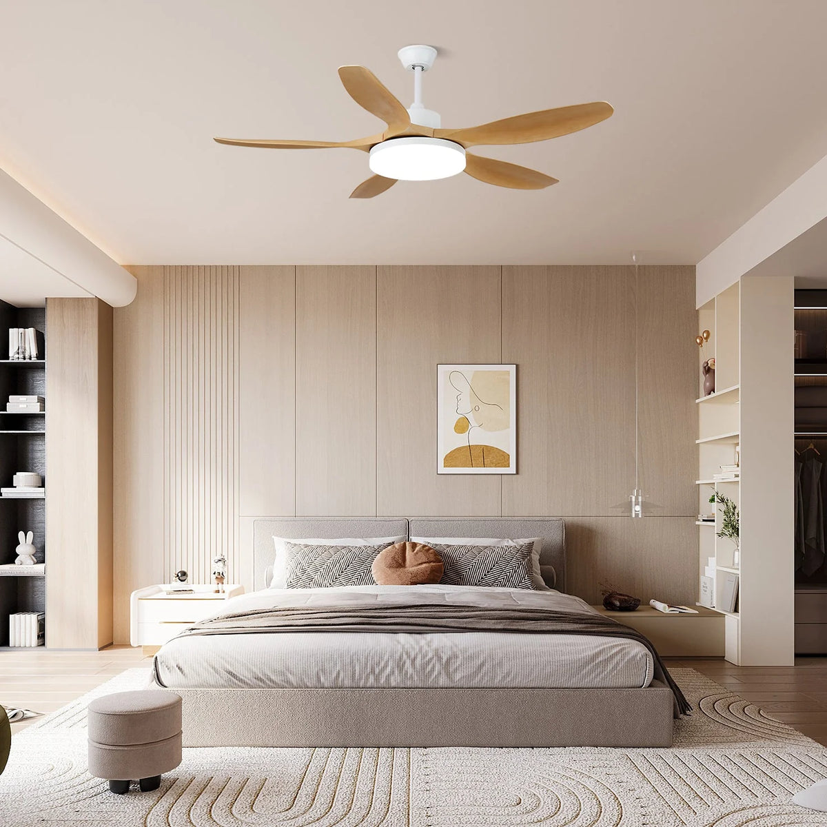 Ceiling Fan 48 Inch Quiet DC Motor LED Remote