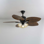 Ceiling Fan 52 Inch Tropical Palm Blades Integrated Light