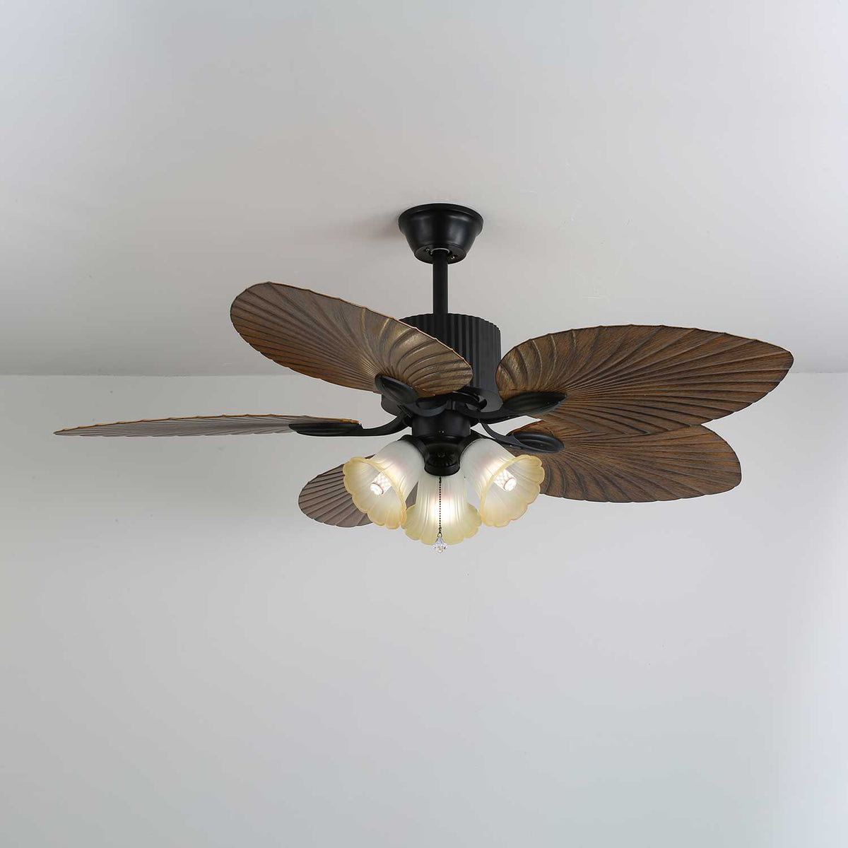 Ceiling Fan 52 Inch Tropical Palm Blades Integrated Light