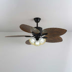 Ceiling Fan 52 Inch Tropical Palm Blades Integrated Light