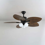 Ceiling Fan 52 Inch Tropical Palm Blades Integrated Light