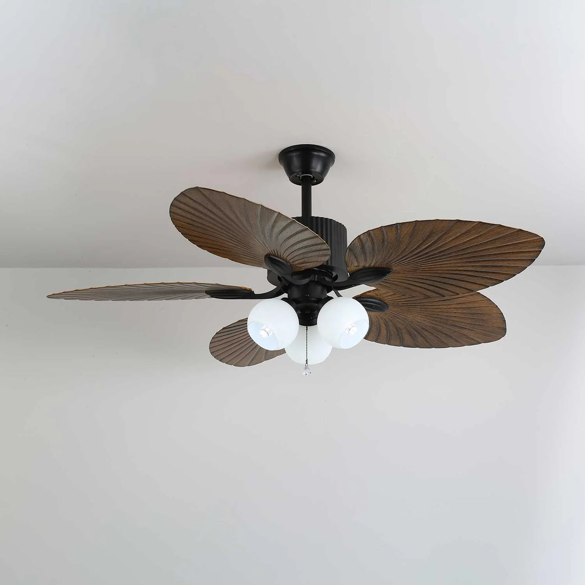 Ceiling Fan 52 Inch Tropical Palm Blades Integrated Light