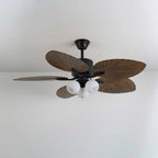 Ceiling Fan 52 Inch Tropical Palm Blades Integrated Light