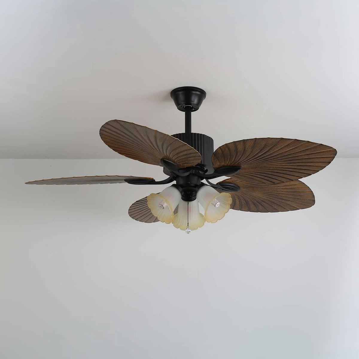 Ceiling Fan 52 Inch Tropical Palm Blades Integrated Light