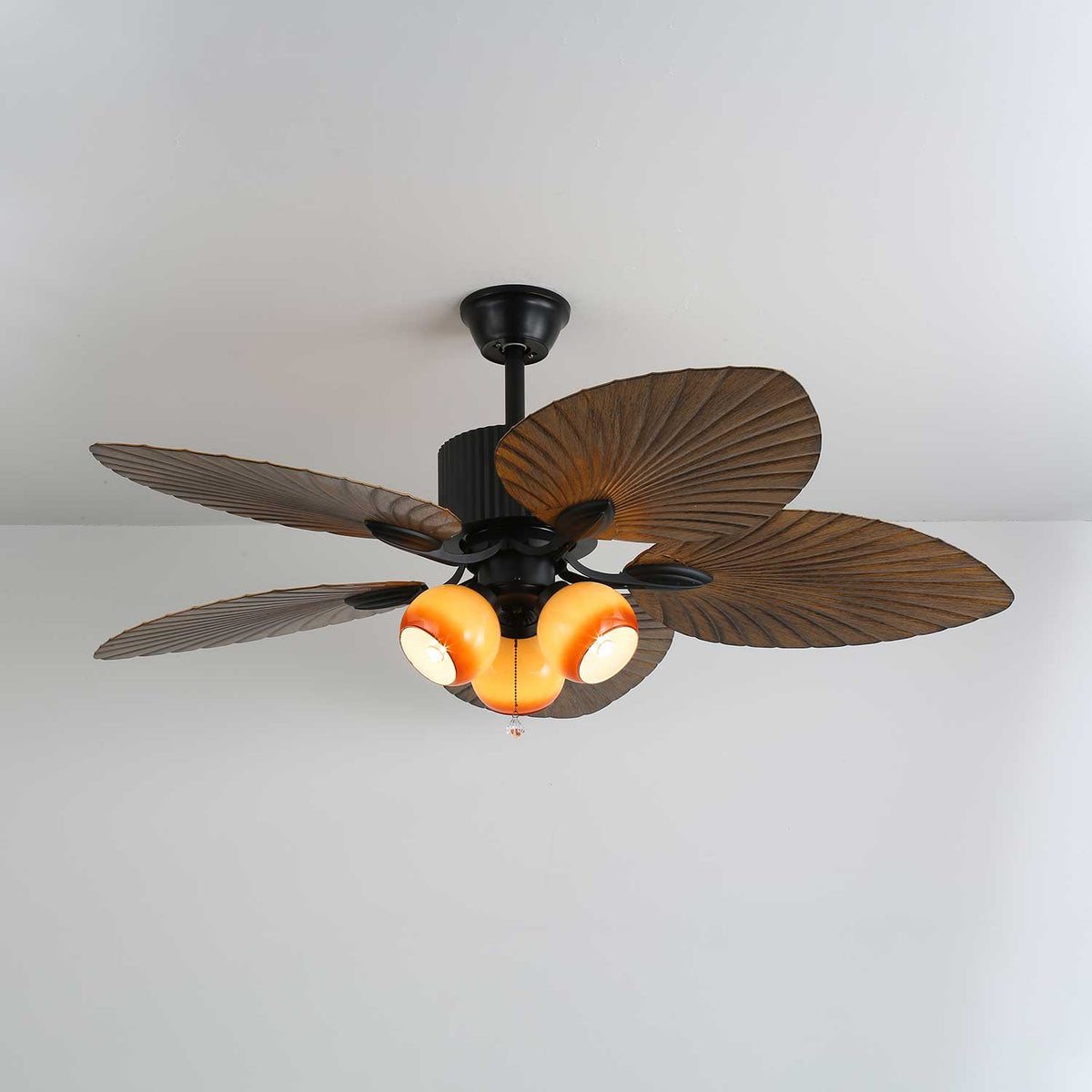 Ceiling Fan 52 Inch Tropical Palm Blades Integrated Light