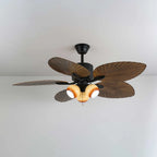Ceiling Fan 52 Inch Tropical Palm Blades Integrated Light