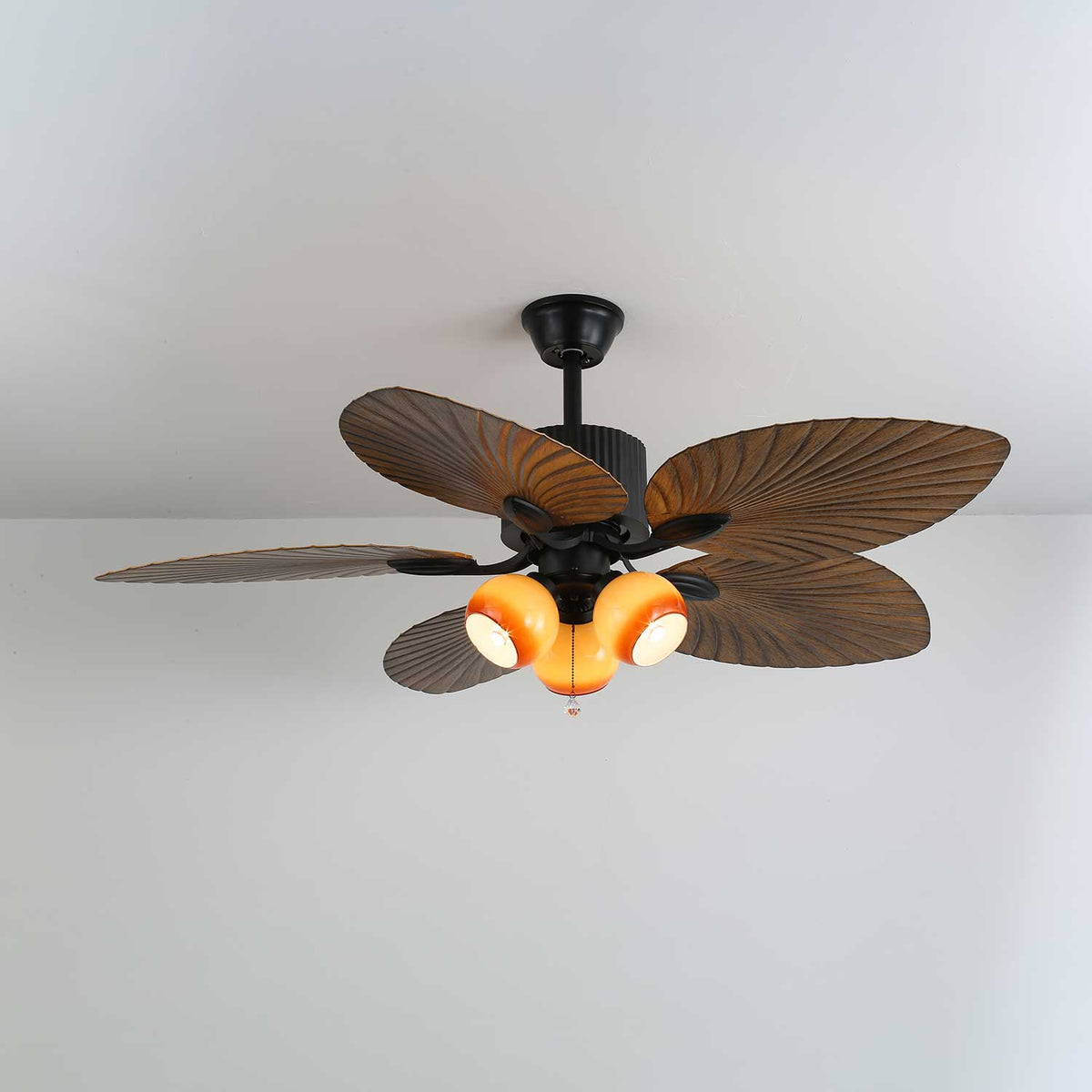 Ceiling Fan 52 Inch Tropical Palm Blades Integrated Light