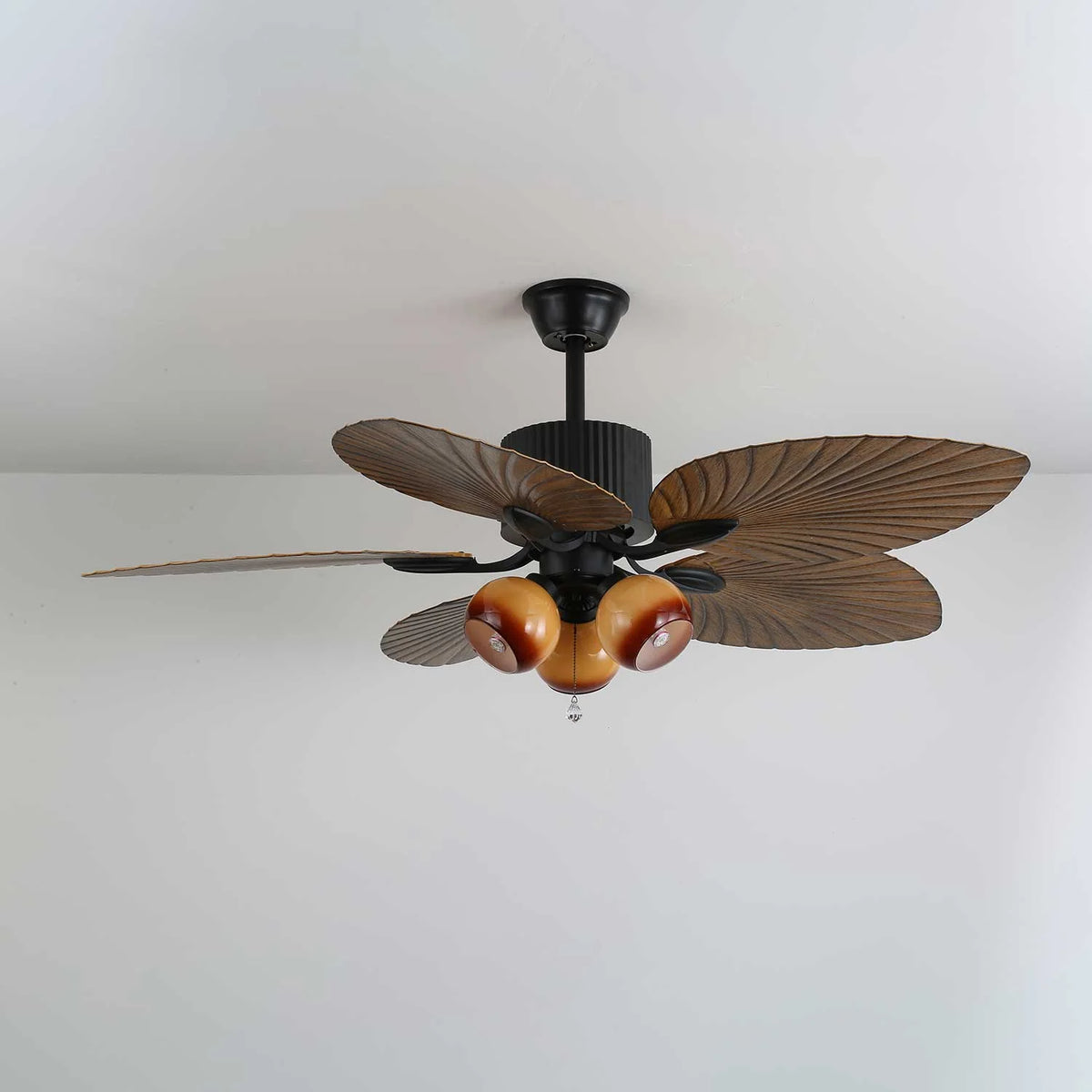 Ceiling Fan 52 Inch Tropical Palm Blades Integrated Light