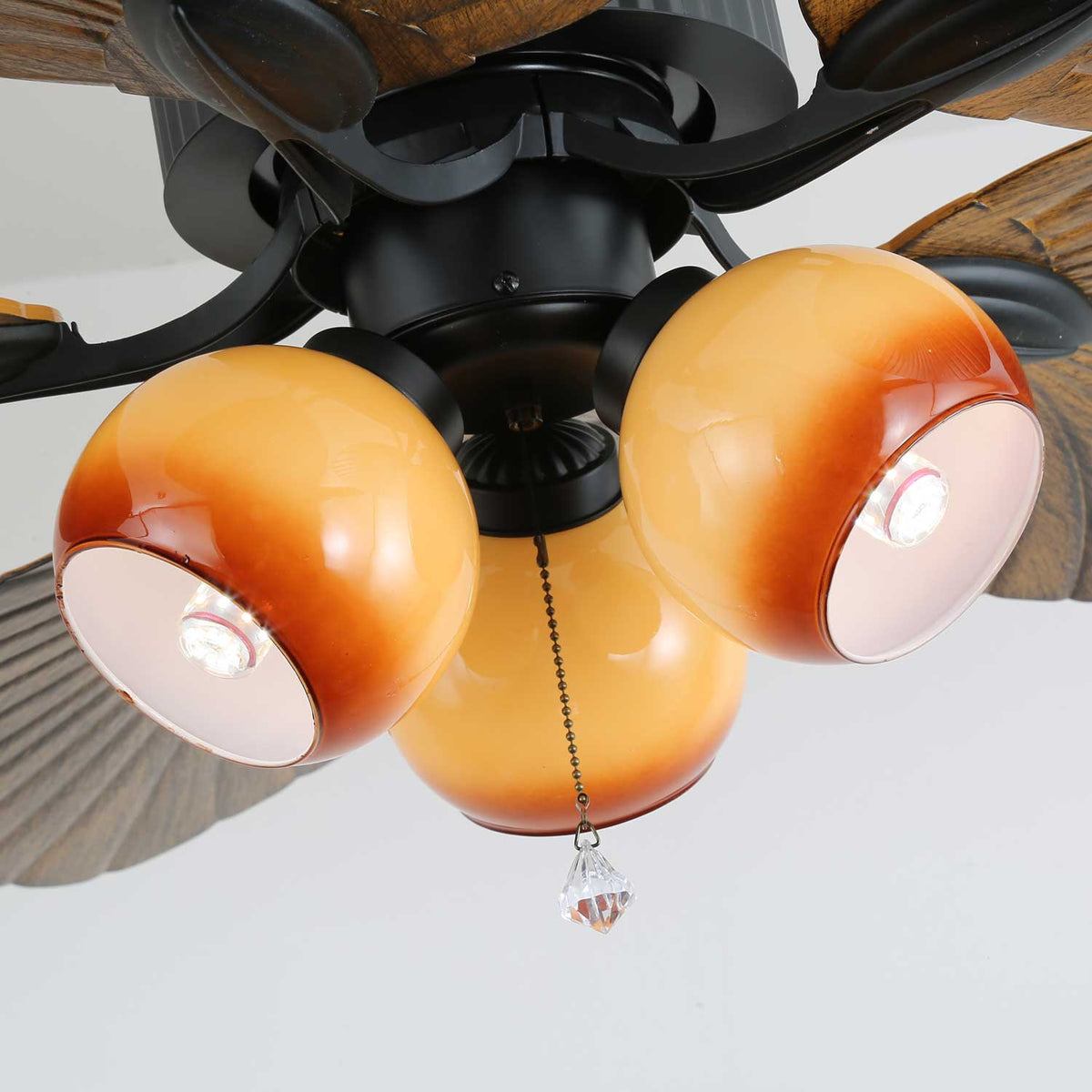 Ceiling Fan 52 Inch Tropical Palm Blades Integrated Light