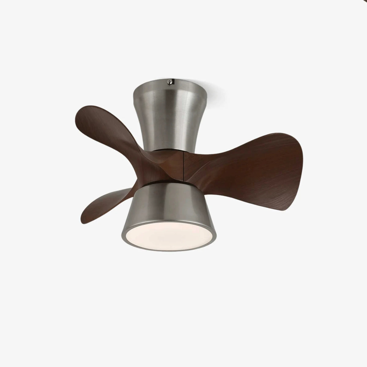 Ceiling Fan 55cm Wood-Look Blades Dimmable LED & Remote