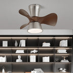Ceiling Fan 55cm Wood-Look Blades Dimmable LED & Remote