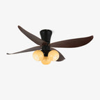 Ceiling Fan 90cm Wood-Look Blades Glass Light Remote Control