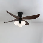 Ceiling Fan 90cm Wood-Look Blades Glass Light Remote Control