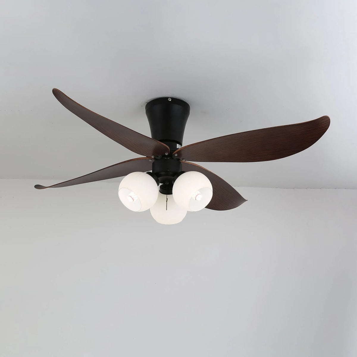 Ceiling Fan 90cm Wood-Look Blades Glass Light Remote Control