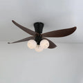 Ceiling Fan 90cm Wood-Look Blades Glass Light Remote Control